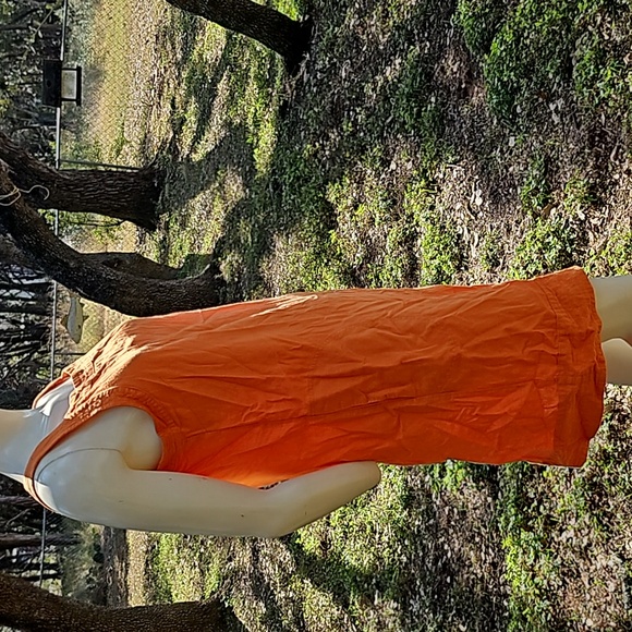 FOR CYNTHIA linen viscose orange side button tunic dress size M - Picture 2 of 15